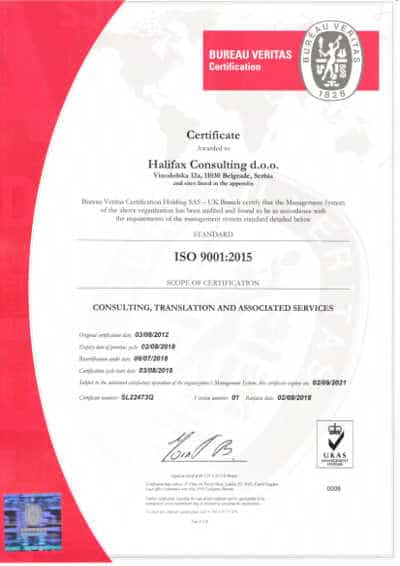 Quality translation services - ISO9001 certificate - Quality Management