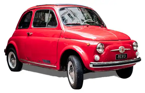 A red Fiat cinquecento