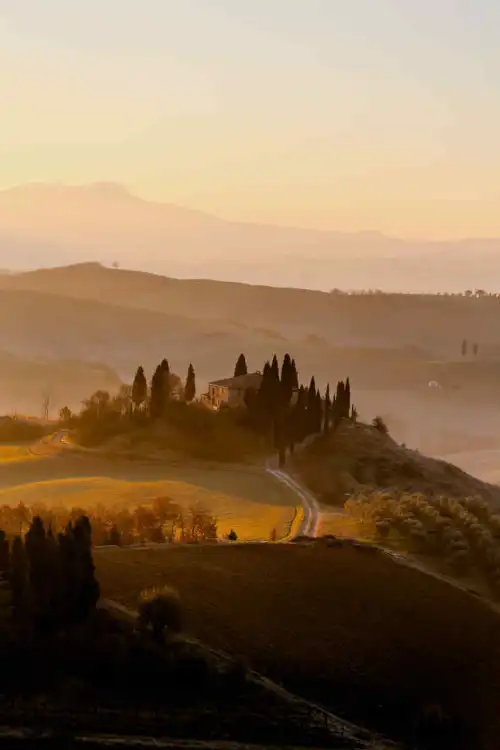 Italian countryside in the evening sunshine