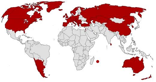 World map showing countries of Halifax' clients