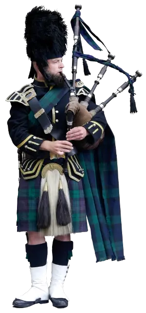 A Scots piper in full dress