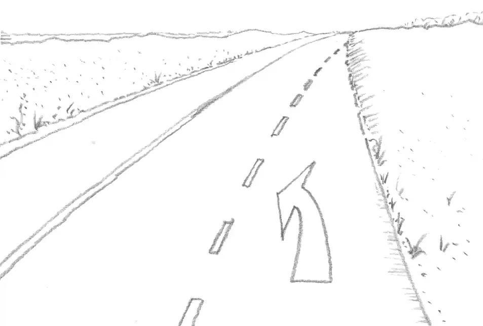 The Serbian Ibarska highway, showing where lanes merge