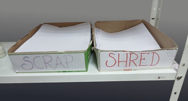 Scrap or shred? Two boxes